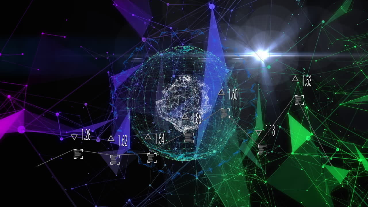 animación del globo con conexiones y procesamiento de datos