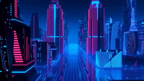 neon futuristic cityscape with grid road