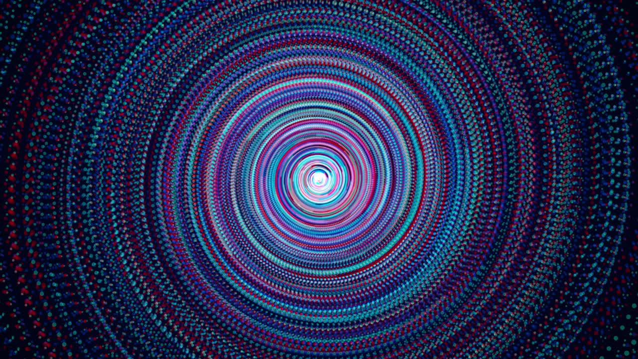 Flowing futuristic circles of particles. Tech motion design.