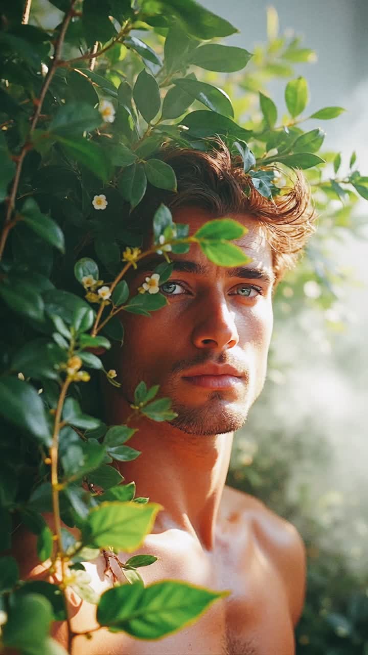 hombre guapo en la naturaleza