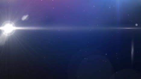 animation of glowing stars with lens flare on blue and purple light trails in universe