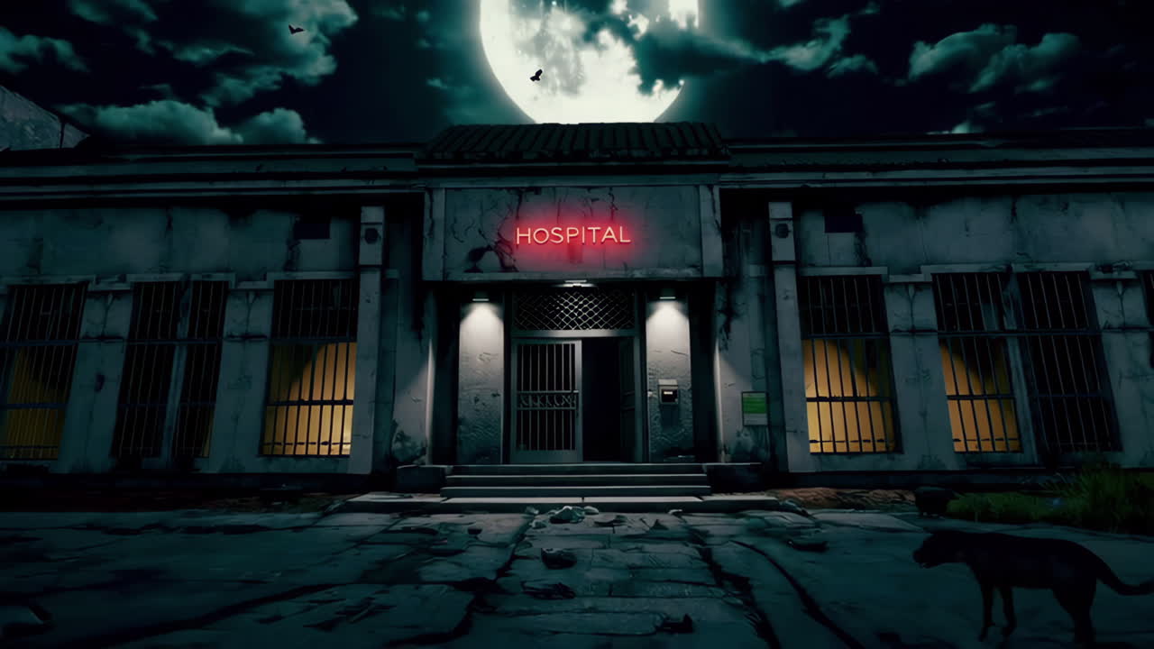 보름달이 있는 밤에 버려진 병원