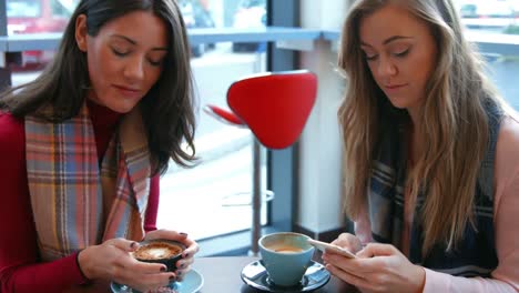 Pretty-friends-enjoying-coffee-in-cafe