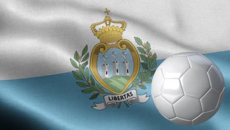 flag of san marino and soccer ball - san marino flag high detail - national flag san marino wave pattern loopable elements