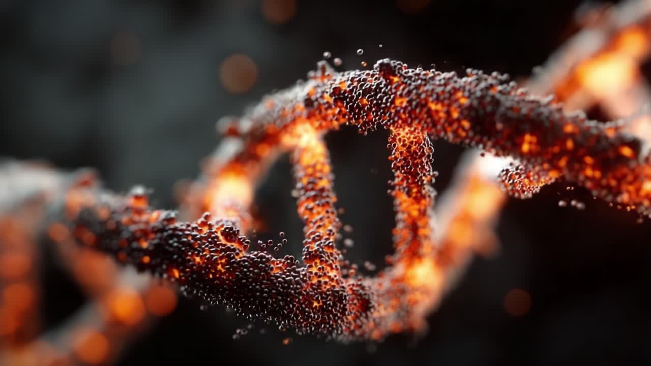 An Artistic Representation of DNA Structure Highlighting Its Intricate Design and Complexity with Glowing Particles to Illustrate the Essence of Life's Blueprint