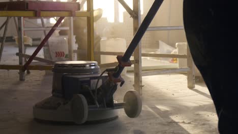 concrete floor polishing in construction site