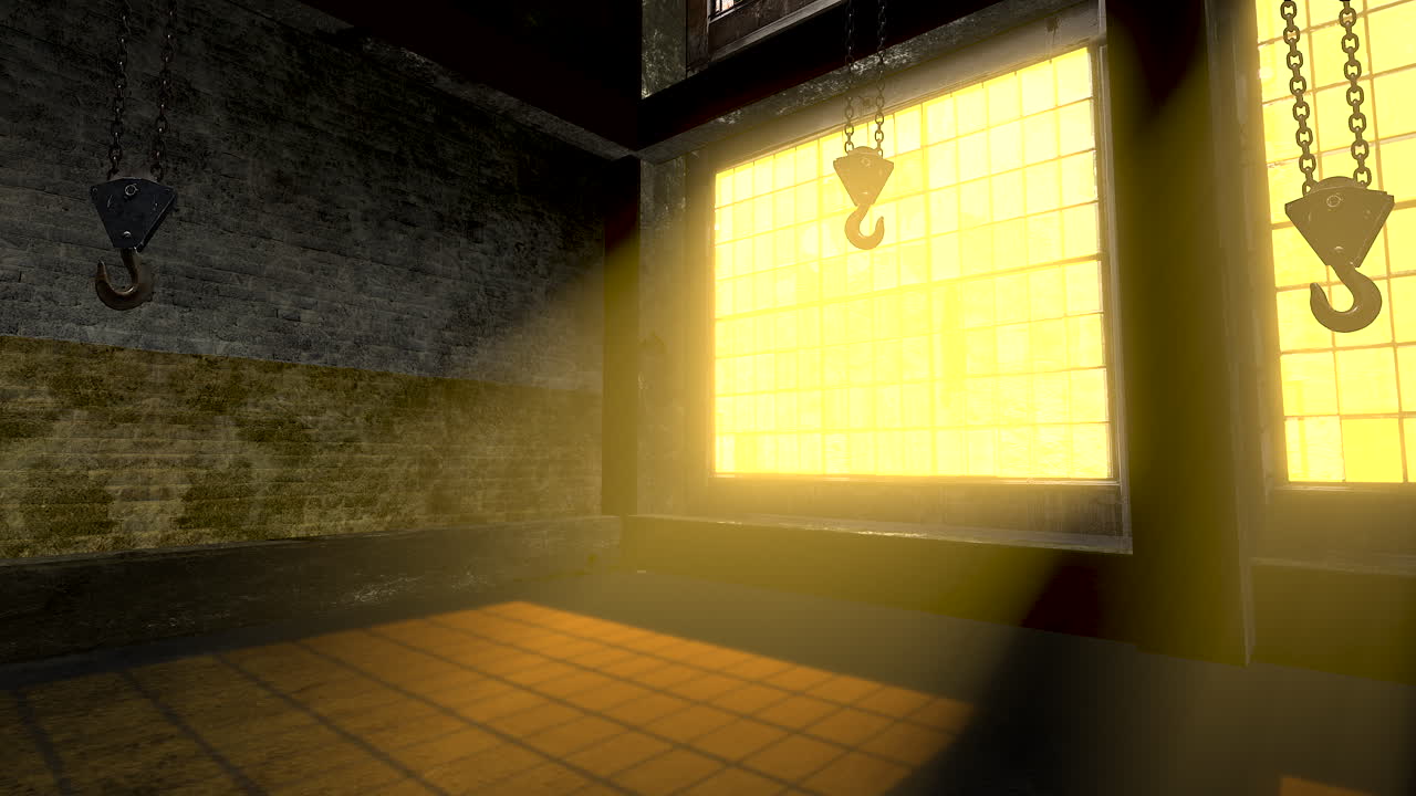 trastero con grandes ventanales y ganchos de hierro para carga