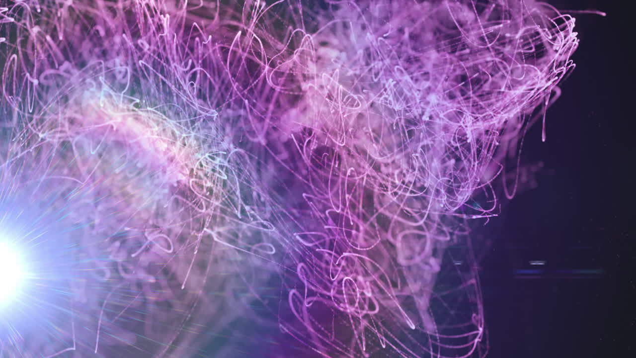 animación de la explosión de rastros de luz púrpura y un foco brillante