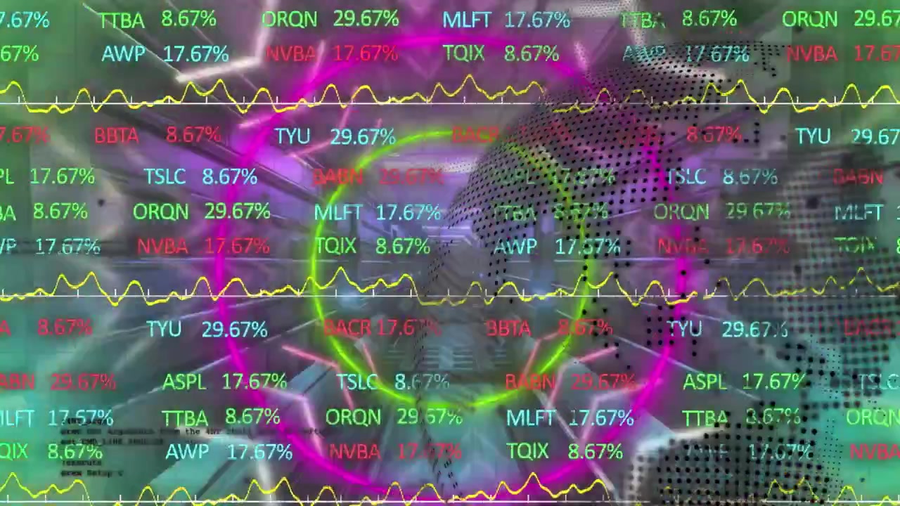 Animation af finansiel databehandling over personer, der anvender finansielle data.