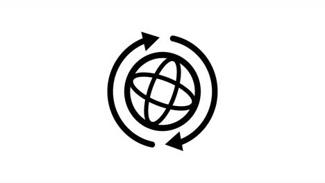 internet animado. globo con 2 flechas de sincronización. mundo icono internacional del globo terrestre. diseño gráfico de movimiento. video 4k