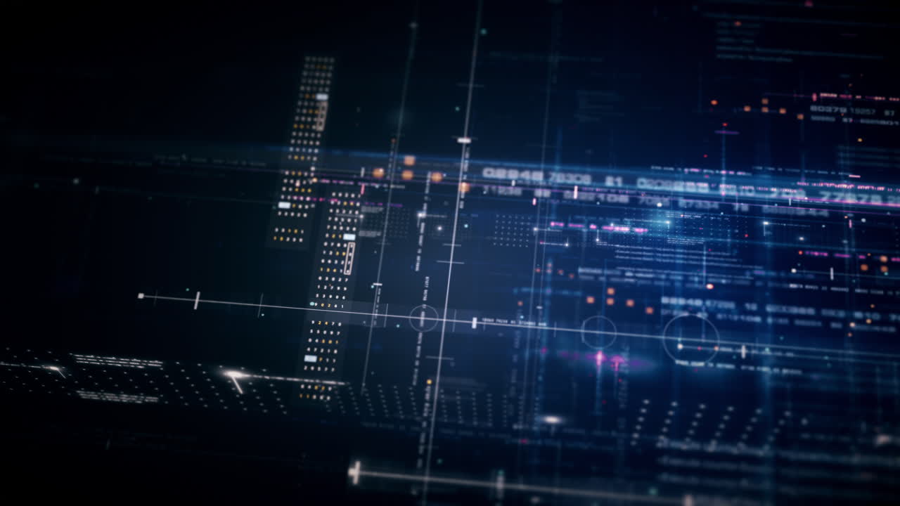 Advanced data matrix simulation UI with cutting-edge digital environment with a dynamic and immersive display of interconnected data matrix information networks systems background