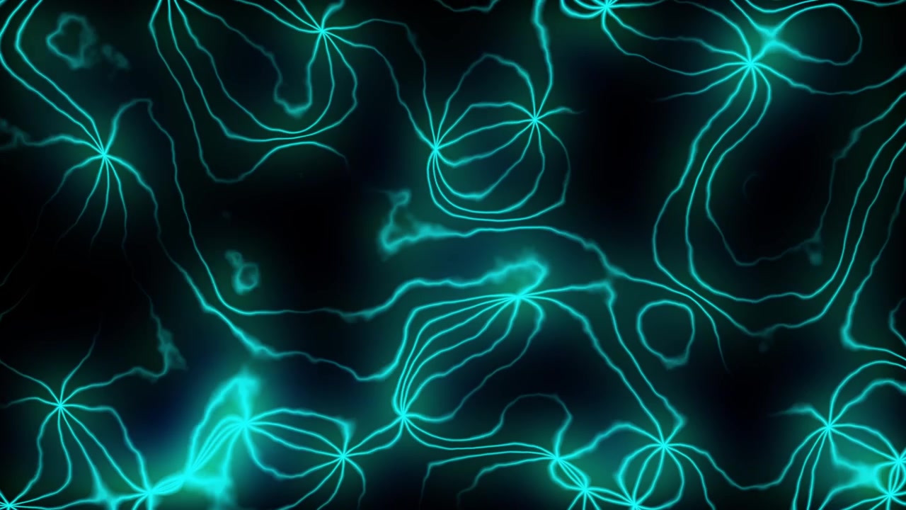 Cyan electric neuron web network flowing on black background seamless loop