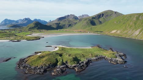 lofoten islands nature and beaches during summer in norway, scandinavia - 4k aerial