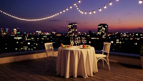 romantic rooftop dinner with city views