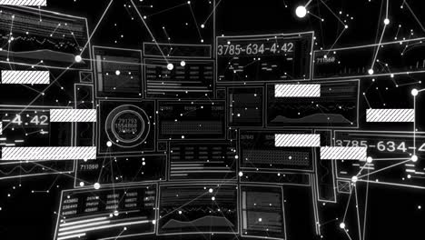 animación del procesamiento de datos sobre un fondo negro