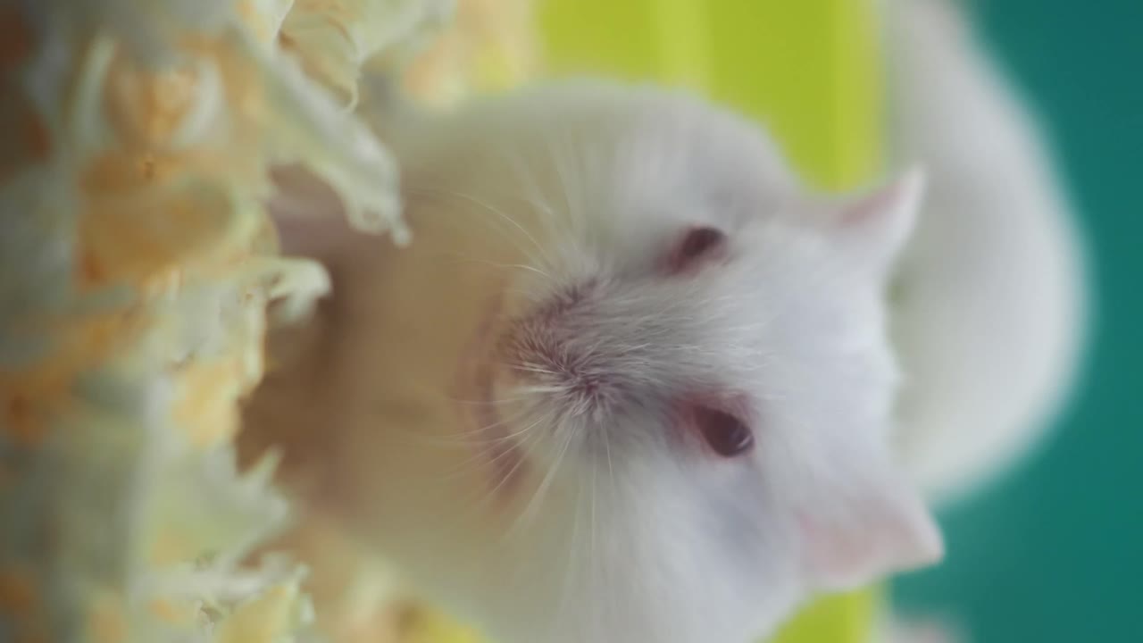 White Hamster in Cage