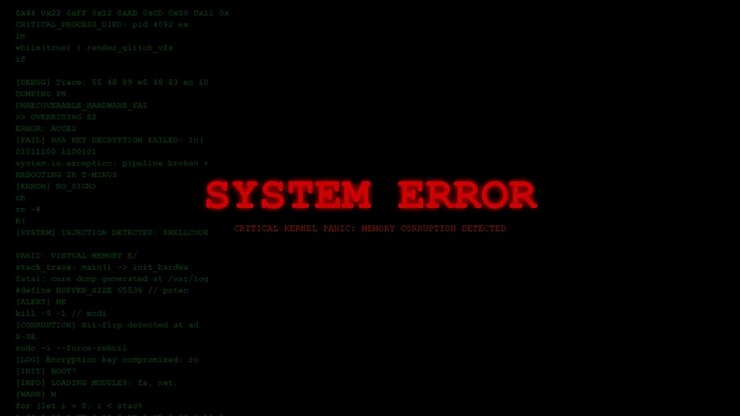 Systemfejlmeddelelse med kritisk kernel panic og hukommelseskorruption