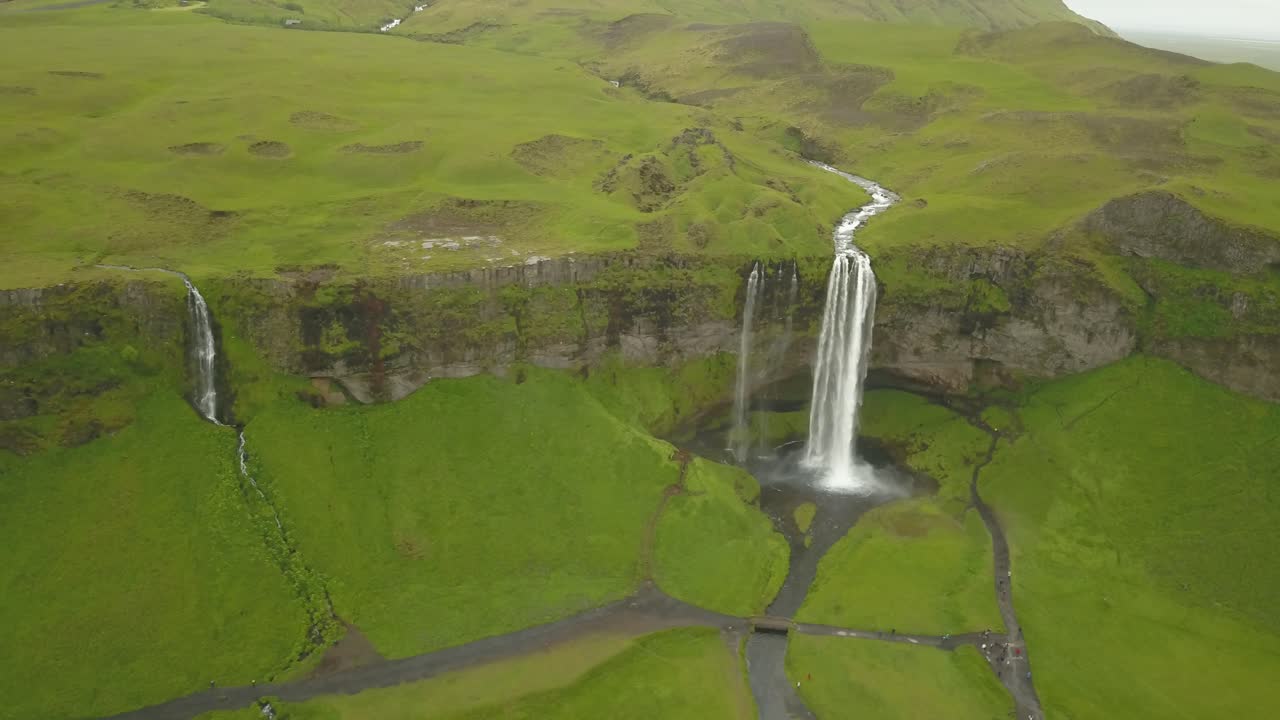 Iceland Waterfall Aerial View