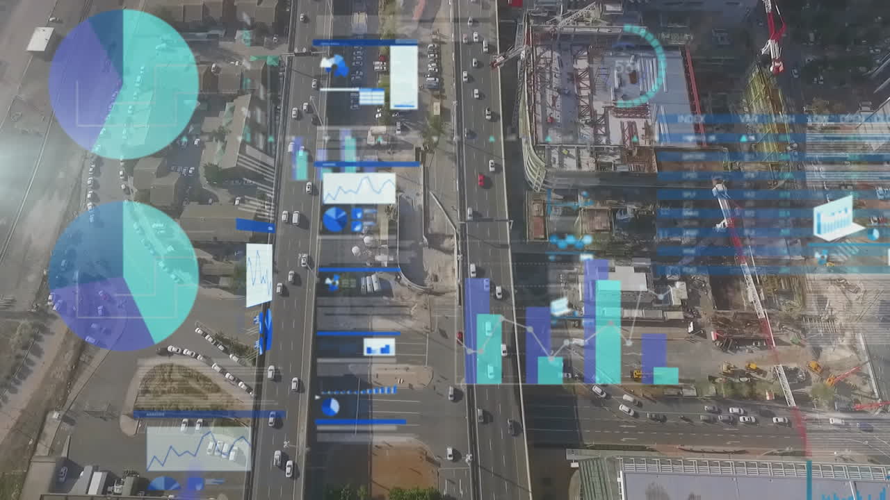 도시 풍경에 대한 통계 및 데이터 처리의 애니메이션