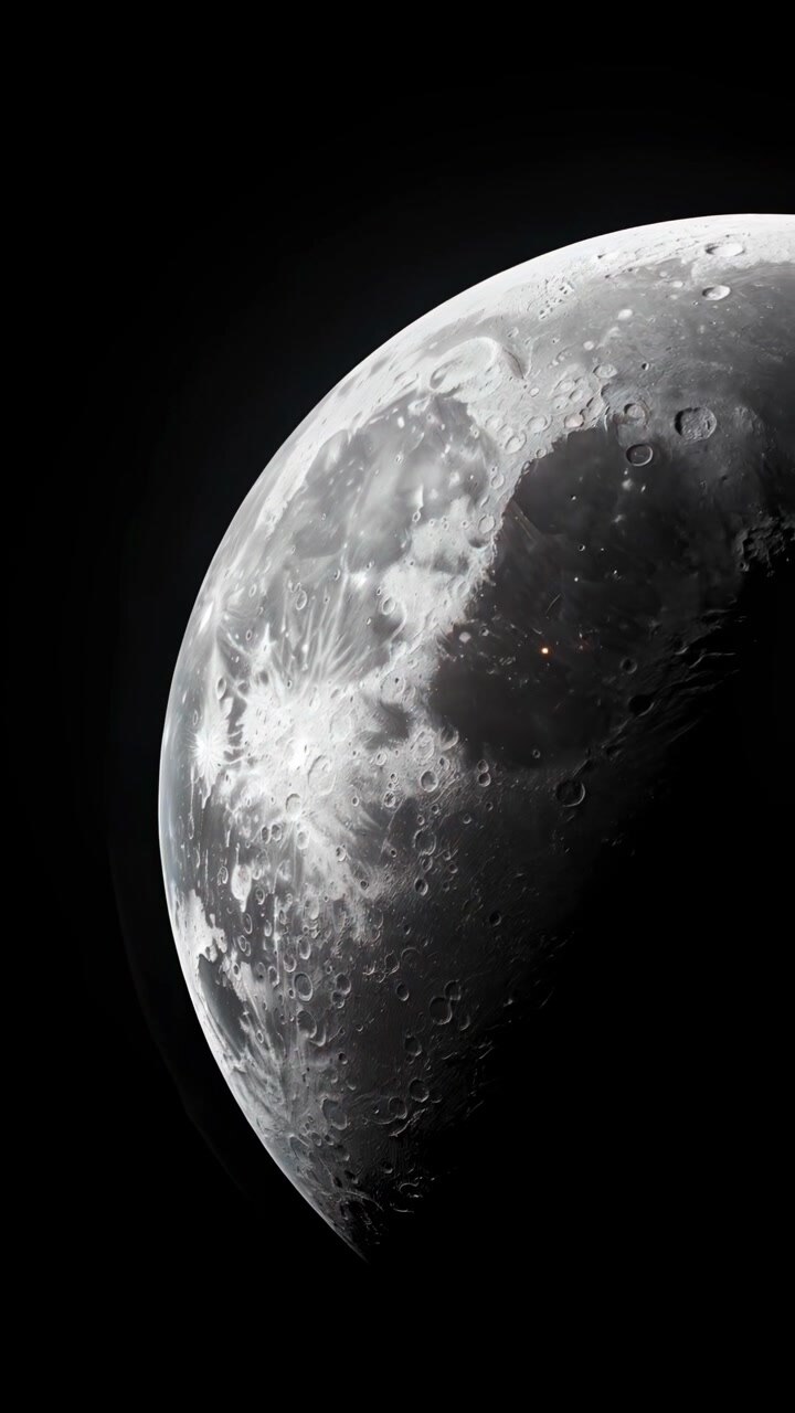 Vista Detalhada da Lua Girando no Espaço Escuro