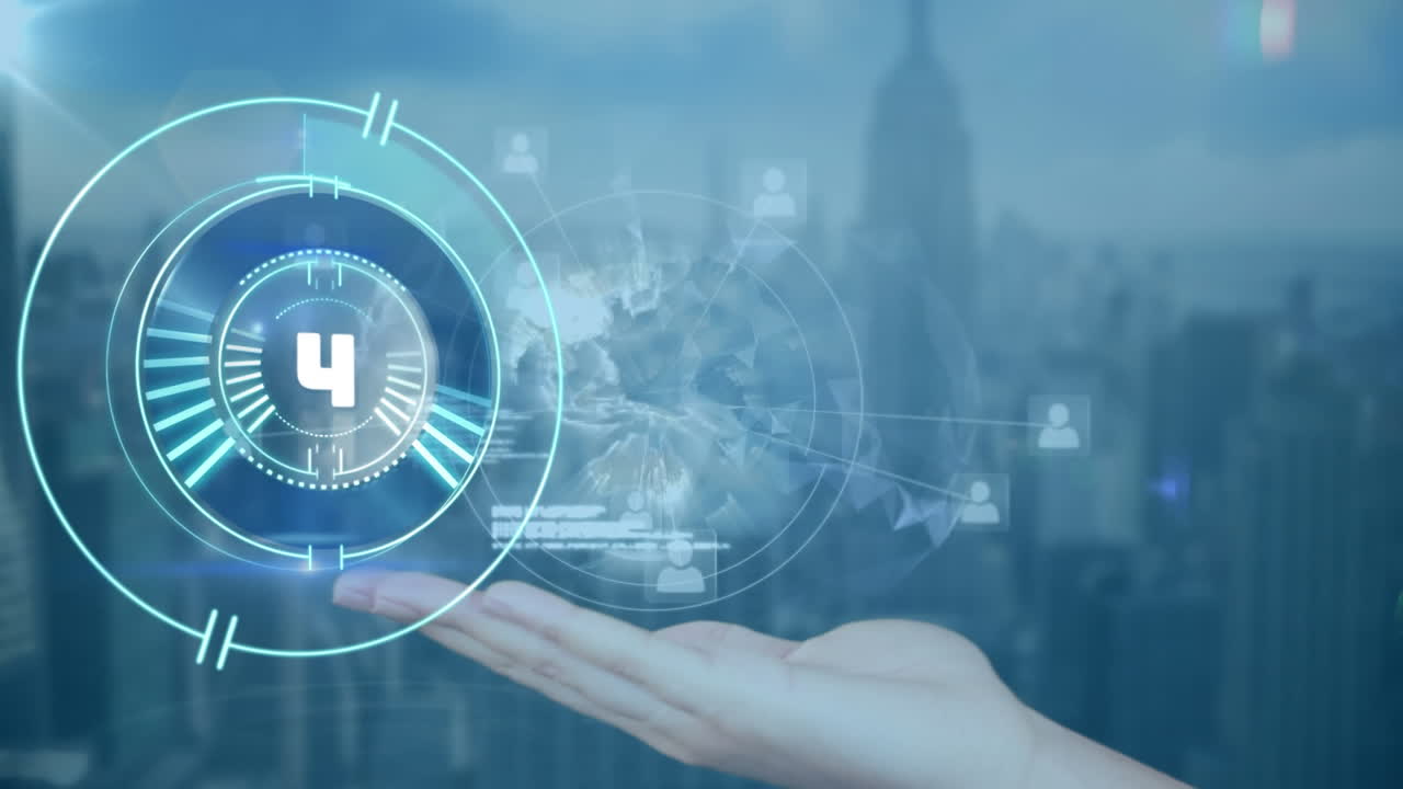 연결 네트워크와 글로브를 통해 범위 스캐닝의 애니메이션