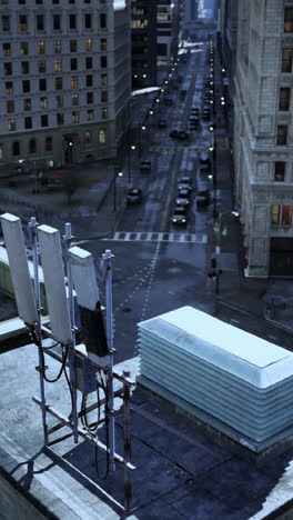 aerial view of a city street at night