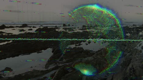 animación del globo y procesamiento de datos sobre el mar