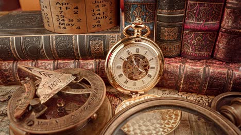 Vintage-pocket-watch.-Vintage-background-Concept-of-time-history.