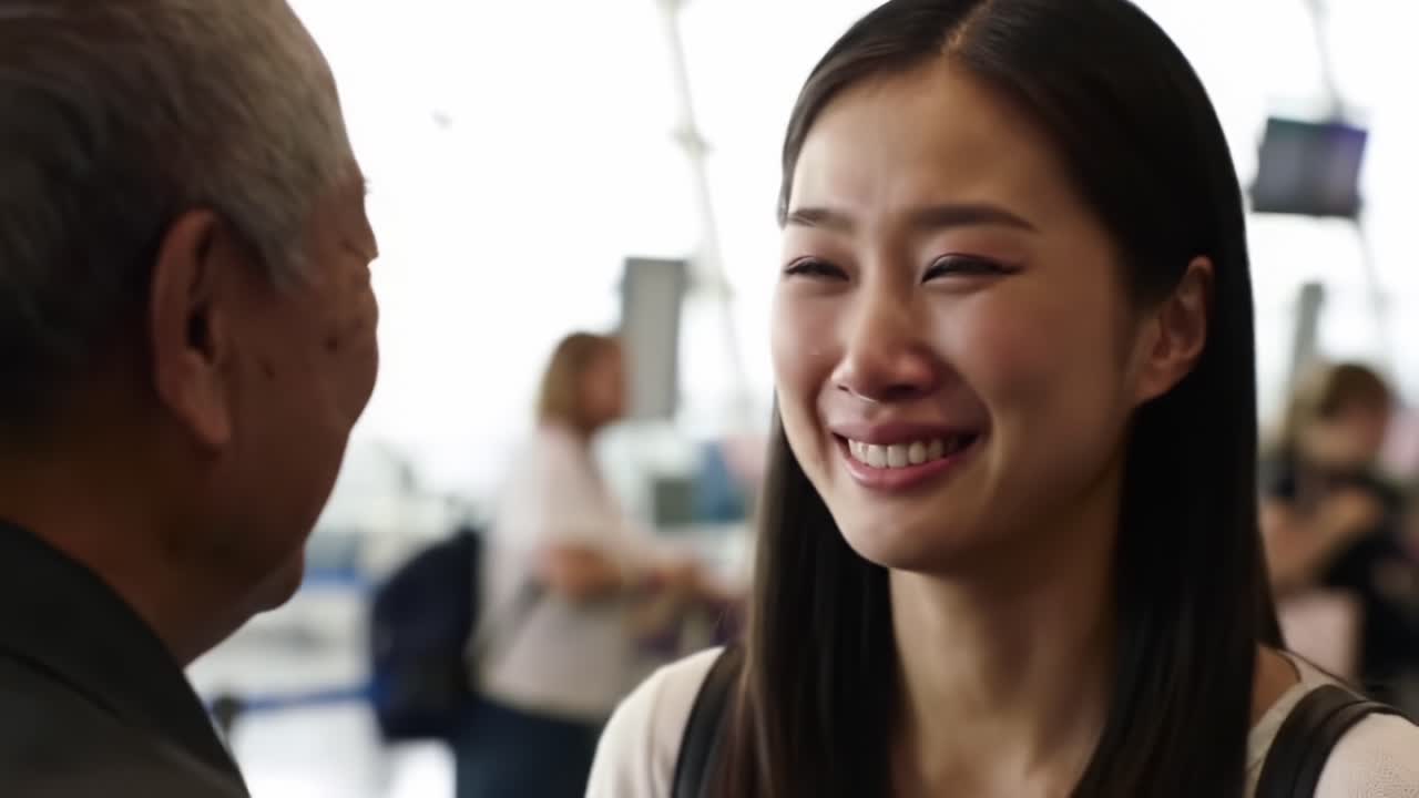 Emotional Reunion Between Daughter and Father at Airport Captures Heartfelt Moment