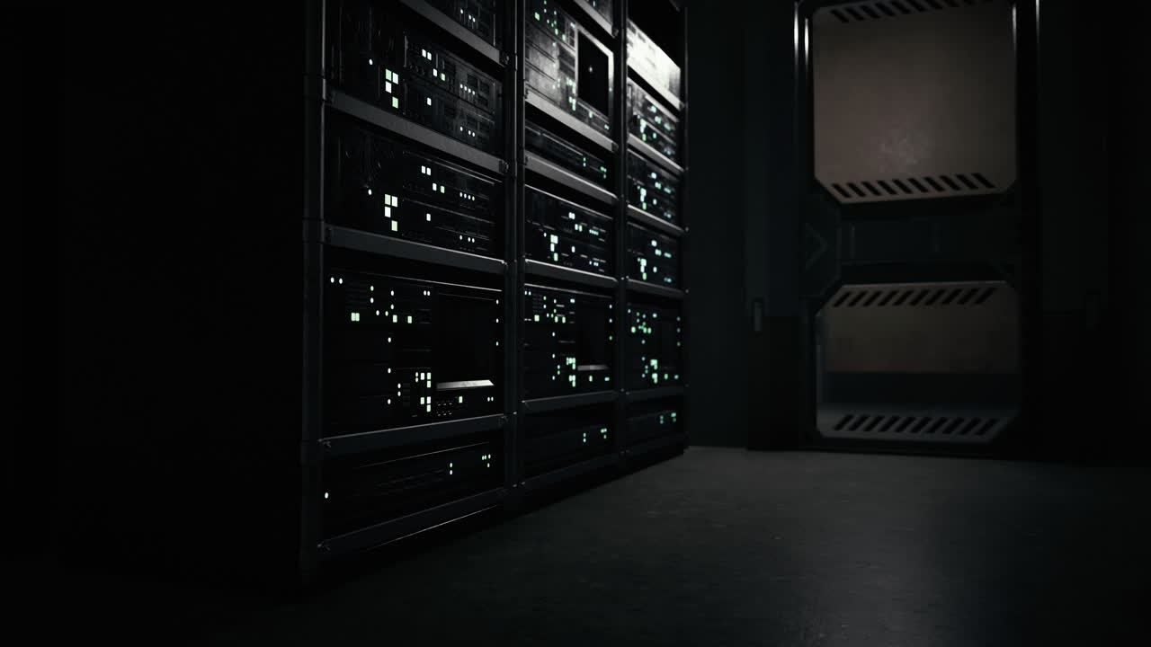 Dark Server Room with Racks