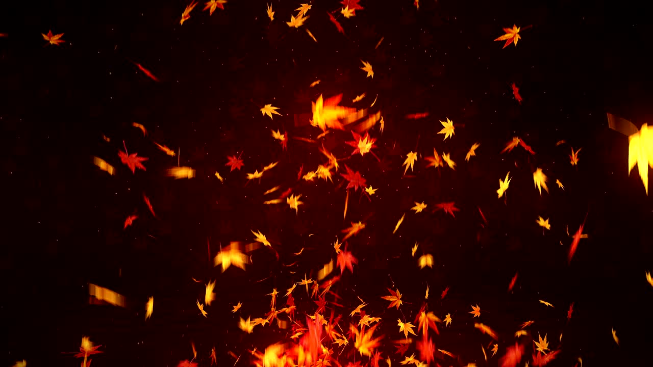 은 배경에 떨어지는 가을 잎, 메이플 잎, 루프 글리터 애니메이션