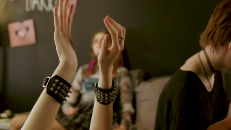 close up view of a girl hands