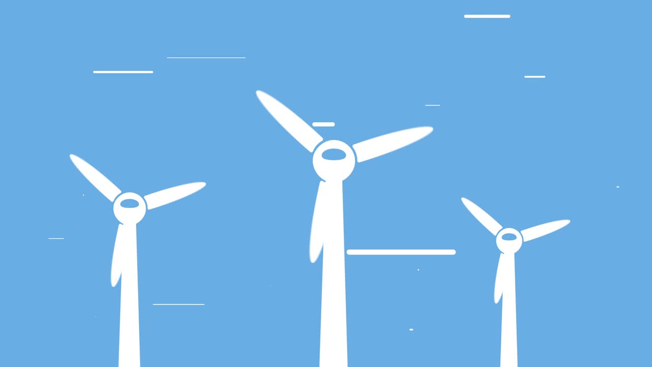 세 개의 풍력 터빈 애니메이션
