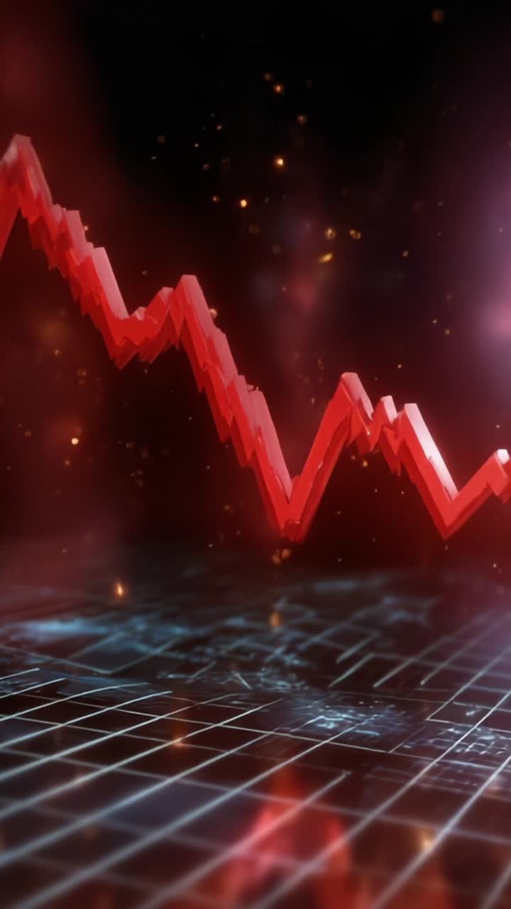 Dramatic Decline of a Financial Graph Showcasing a Significant Downtrend in Market Trends with Shimmering Background Elements Highlighting the Data