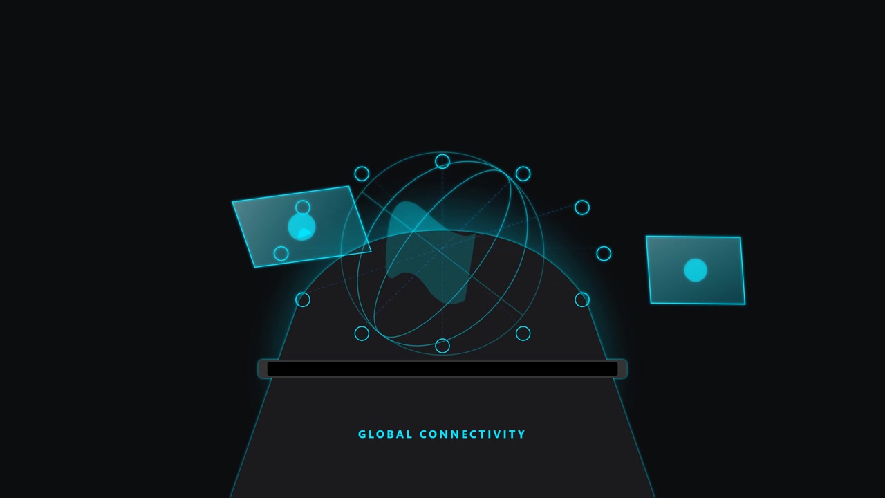 Concetto di connettività globale digitale con globo olografico rotante