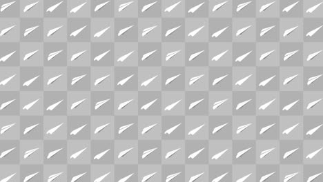colección de aviones de papel hechos a mano. animación en bucle de un avión de papel blanco que fluye sobre un fondo gris. concepto de conexión de negocios. avión de origami volando.