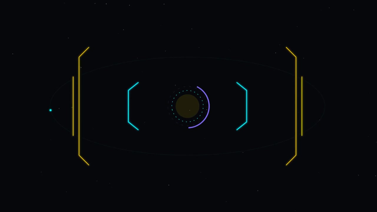 Futuristic Digital HUD Interface with Orbiting Particle