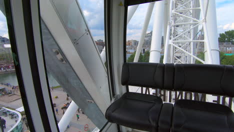 ferris wheel cabin view, aerial view, blue sky, clouds, amusement park, ride, attraction, high metal construction, old-montreal.