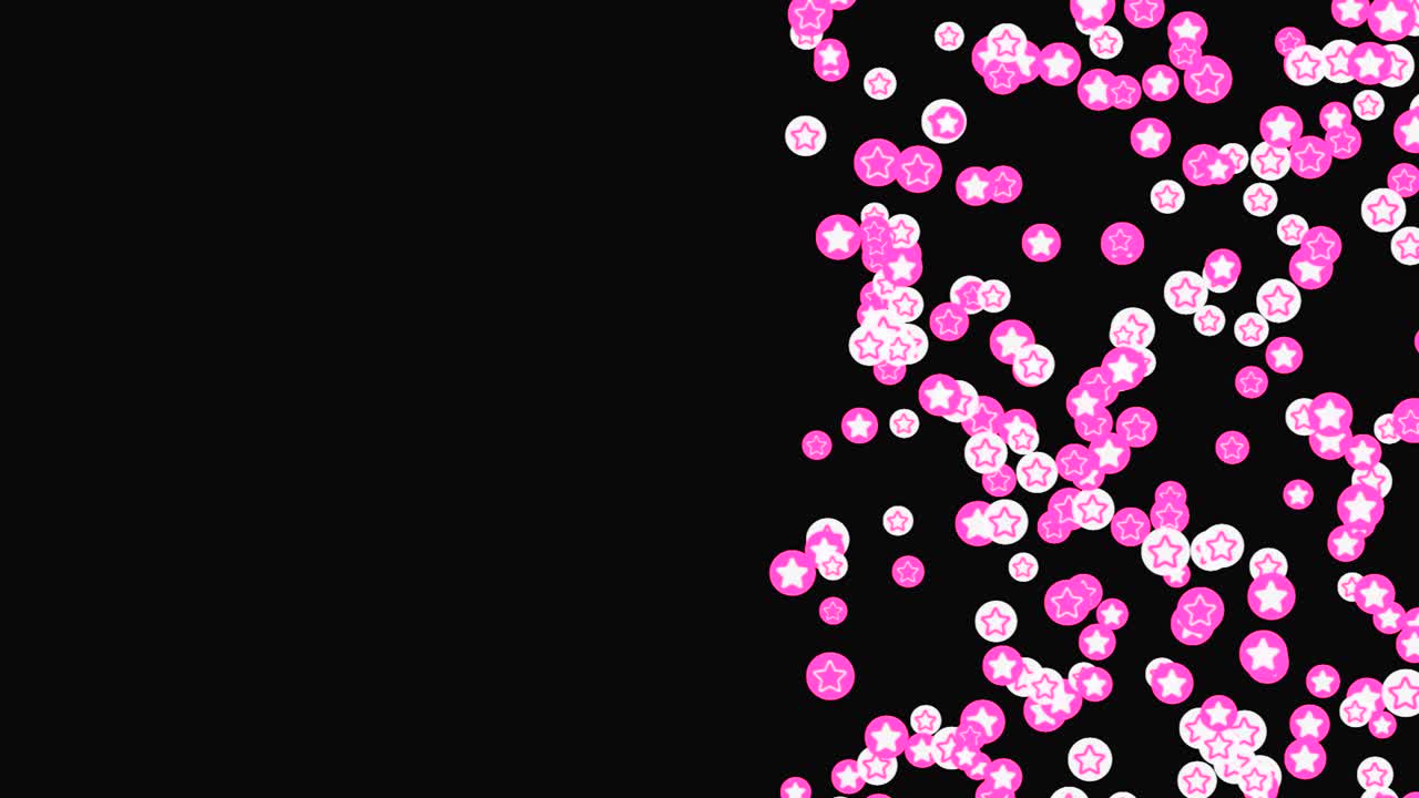 Pink and White Star Confetti on Black Background