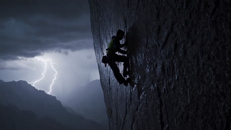 climber in storm