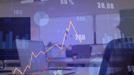 animación del procesamiento de datos financieros en la oficina