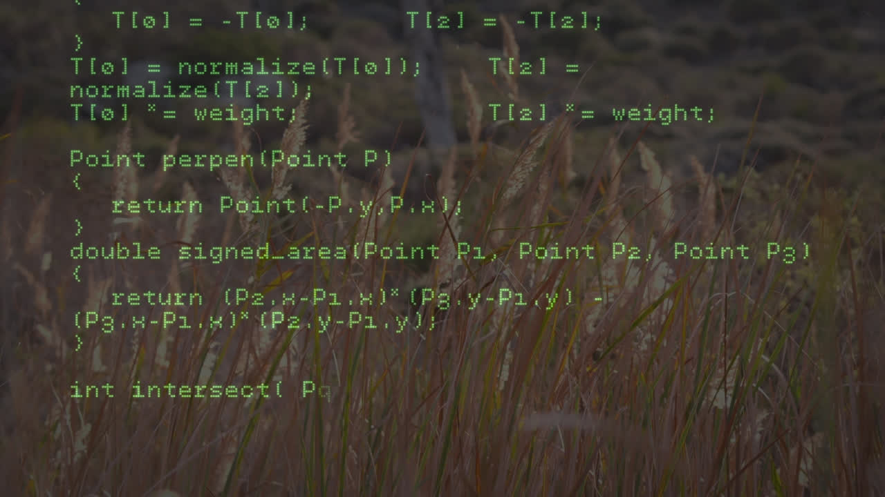 animatie van gegevensverwerking over gras