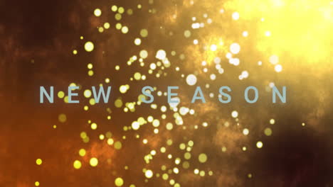 new season text animation over golden bokeh lights background