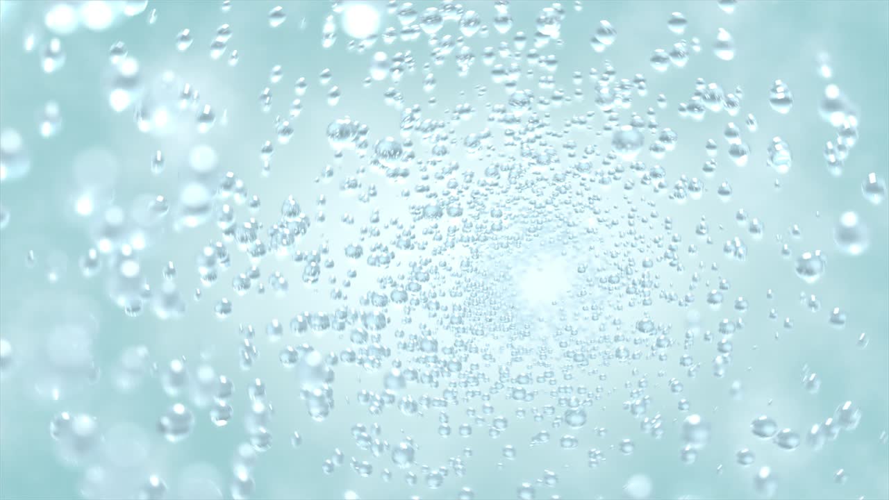 물 에서 공기 거품이 회전합니다.