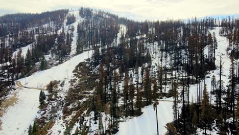 Aerial-Drone-dynamic-flyby-of-Sierra-at-Tahoe-burned-from-a-wildfire