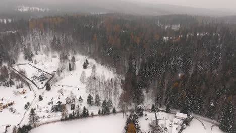 Winter-journey-through-the-enchanting-landscapes-of-Poland-as-seen-from-a-drone's-perspective