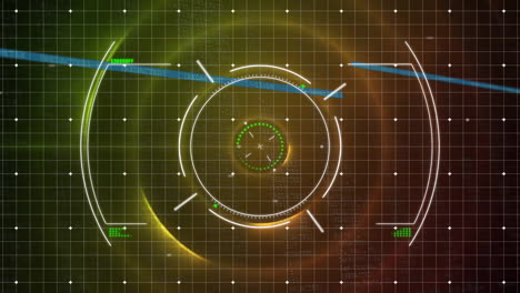 Animation of scope scanning and data processing over dark background