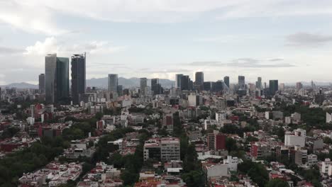 skyline of mexico city, aerial drone cinematic view