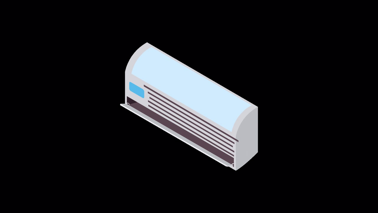 Unit AC Isometrik Animasi dengan Ventilasi yang Membuka dan Menutup