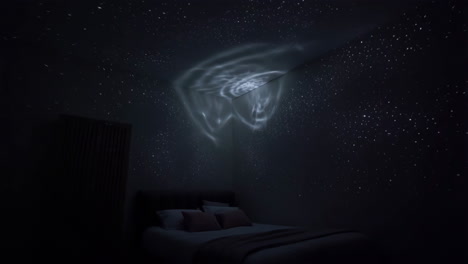 star and nebula projector transforming a dark bedroom